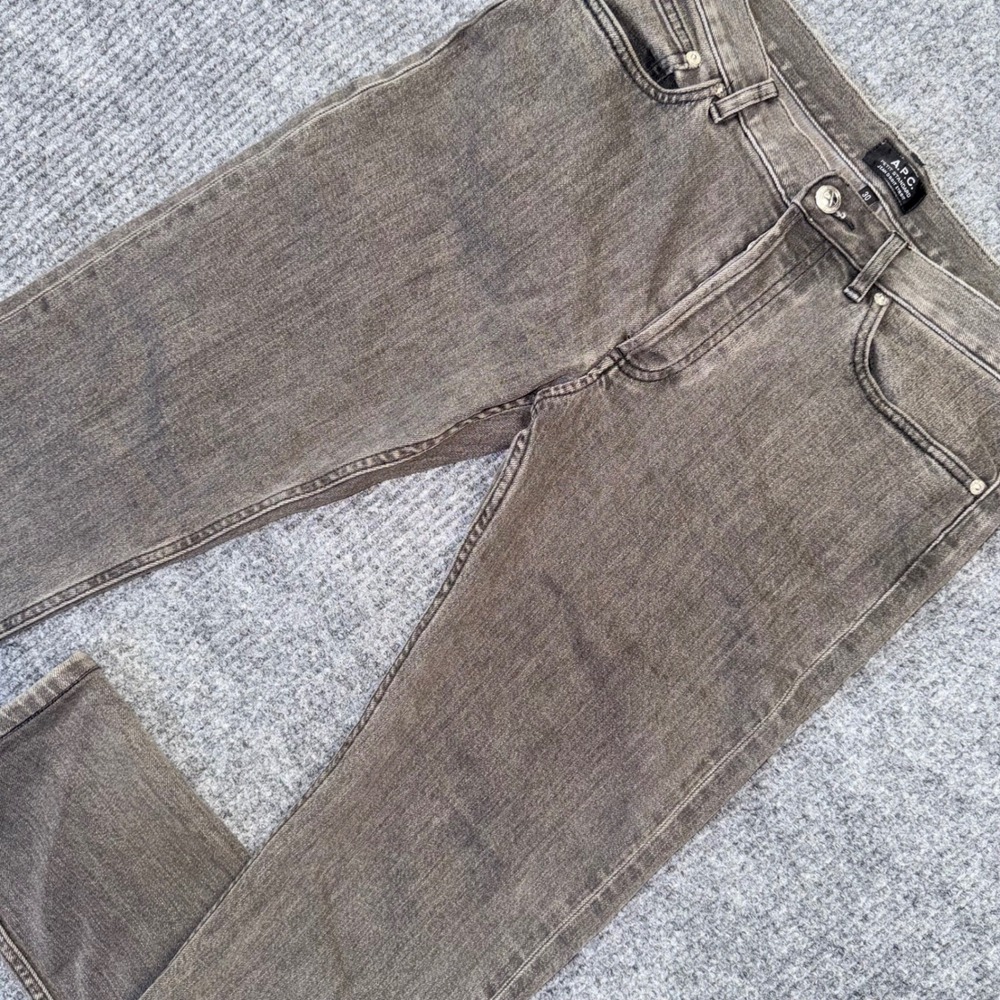 APC Petit Standard Mens Grey Wash Button Fly Straight Leg Denim Jeans Size 30X29